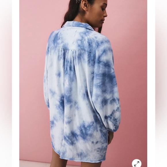 Urban outfitters tie-dye benni slouchy playsuit blue white pockets button down - Picture 6 of 7